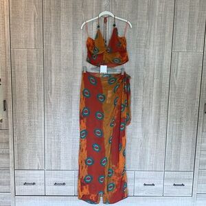 Zara Printed Top And Pareo Pants Set‎